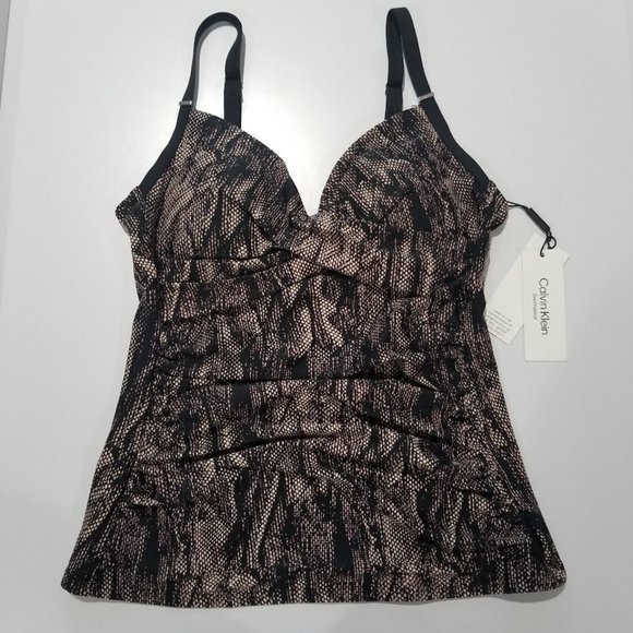Calvin Klein Printed Twist Tummy-Control Tankini Top Size Small - Picture 5 of 9